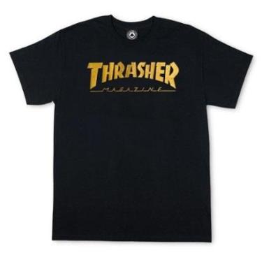 Imagem de Camiseta Thrasher Magazine Logo Gold Foil - Preto (Silk Cromado Ouro)-Masculino