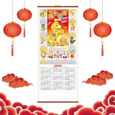 Imagem de Calendário de ano novo chinês com rolagem de 2025, calendário de parede de cobra, calendário lunar chinês, animais do zodíaco, calendário mensal, calendário suspenso, decoração de casa para agenda