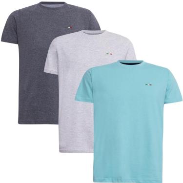 Imagem de Kit 3 Peças Camisetas Básicas Masculina FMF em Algodão Premium no Estilo Tommy Bordado Itália-Masculino