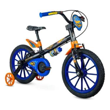 Imagem de Bicicleta intantil Aro 16 Nathor Hot Wheels com rodas de treinamento