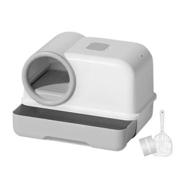 Imagem de Ｂｅｓｇａ Caixa de areia para gatos fechada, à prova de respingos, com pá, suprimentos para animais de estimação, bandeja de areia para gatinhos, penico para, Cinza