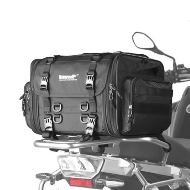 Imagem de Rhinowalk Bolsa traseira de motocicleta impermeável 33L a 45L expansível durável bolsa de capacete de motocicleta com capa de chuva e tiras, bagagem de turismo para viagens de esportes motorizados