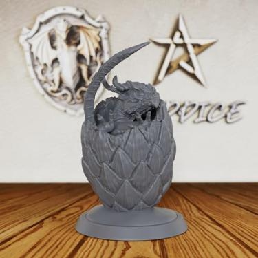 Imagem de Dragon Egg Tabletop Unpainted Miniature, DND Minis for Dungeons and Dragons, TTRPG Game Accessory, Fantasy Role Playing Figurine, Great for Draconic Encounters & Dragon Theming -AS425