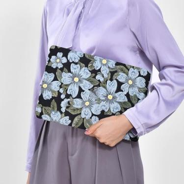 Imagem de Miloocul Compatível com Macbook Air 13 A1932/A2179/A2337 2018/2020 Capa rígida de tecido floral elegante com capa de teclado (floral azul e preto, MacBook Air13 A1932/A2179/A2337) 2018/2020