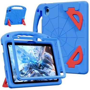 Imagem de LKOOZO Capa infantil para iPad 10ª geração (10,9 polegadas, modelo 2022), capa à prova de choque com protetor de tela (azul)