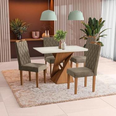 Imagem de Conjunto Sala De Jantar Luna Kappesberg 4 Cadeiras Veludo Bege
