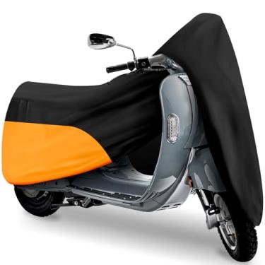 Imagem de TOKEPT Capa de scooter - Capa impermeável para ciclomotor e Vespa, à prova de vento e proteção UV para Yamaha de 152 cm, Honda Ruckus (preto e laranja)