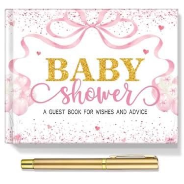 Imagem de Fuyoooo 27 peças arco chá de bebê livro de convidados chá de bebê sinal no livro de visitas recepção com página de ultrassonograma lembrança inclui caneta dourada cartão de mesa e canto de foto