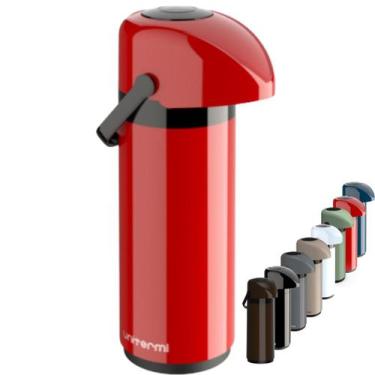 Imagem de Garrafa Térmica De Mesa 1 Litro de Pressão com alça Ampola de Vidro Ve