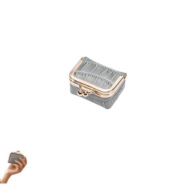 Imagem de HDKXBEJ Mini estojo de viagem para mulheres, organizador de joias e caixa de armazenamento, porta-moedas vintage com fecho de beijo, presente para anéis, brincos, colar (D)