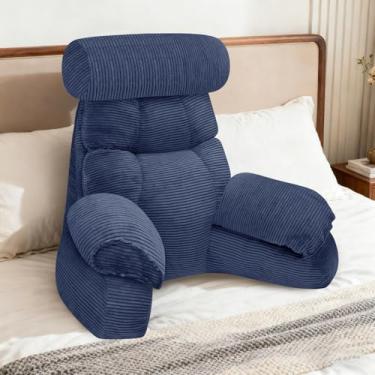 Imagem de FXXUDVNIIN Travesseiro de costas para cama sentado – com apoios de braço de 24 cm, travesseiro de cama para sentar, braços em polegadas para apoio, ideal para ler, assistir TV, jogar e relaxar