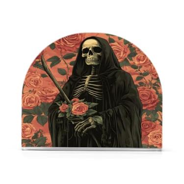 Imagem de xigua Suporte de guardanapo de colheitadeira de padrão rosa para mesas, porta-guardanapos de papel de placa acrílica elegante, dispensador de papel de seda independente moderno para sala de jantar