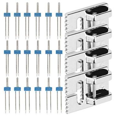 Imagem de Cryfokt Agulhas para Máquina de Costura, Agulhas Duplas Fortes + Conjunto de Calcador para Máquina de Costura Doméstica, 18 Peças + 4 Peças