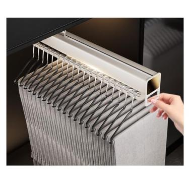 Imagem de Hhsdyl Varão Extensível de Closet com Puxador, Barra de Cabide Ajustável para Roupas, Cabide de Calças Ajustável, Suporte de Armazenamento de Roupas em Aço Resistente,Cashmere gray,60cm