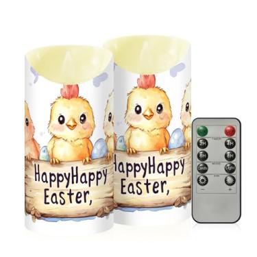 Imagem de Wassud Pacote com 2 velas de aquarela lindas galinhas sem chama com controle remoto, velas realistas cintilantes com temporizador, velas decorativas para Natal, casamento, festa, decoração de casa