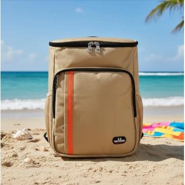 Imagem de Mochila Térmica 23L Cooler Bag Multiuso Isolamento Térmico Alta Eficiência Alças Ajustáveis e Acolchoadas Design Moderno e Discreto (Bege)