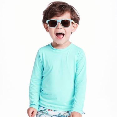 Imagem de Camiseta Praia Infantil Proteção UV 50+ Poliamida Verde Água Tip Top
