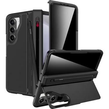 Imagem de Miimall Capa para Samsung Galaxy Z Fold 5 com suporte para caneta S e caneta, suporte flip, protetor de tela de privacidade integrado, proteção de dobradiça, capa antiderrapante à prova de choque para