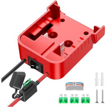 Imagem de Adaptador de roda elétrica para Milwaukee M18, kit de conversão de bateria de 18 V com interruptor e fio 12AWG, conector de alimentação DIY RC para carro e robótica, vermelho, uso interno, para