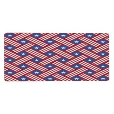 Imagem de Tapete de rato estrelado com listras grandes à prova d'água tapete protetor de mesa estendido para computador, base de borracha antiderrapante para escritório, computador, teclado, laptop e mesa de