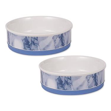 Imagem de Bone Dry Conjunto de cerâmica Pet Bowl Collection, grande, azul, 2 peças