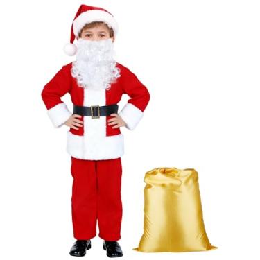 Imagem de PrettyQueen Fantasia de Papai Noel para meninos, fantasia infantil de Papai Noel, roupa de Natal para cosplay de Halloween