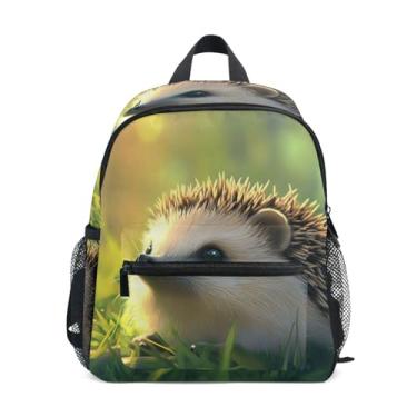 Imagem de GAIGEO Cute Hedgehog Grass Animal Little Kids Backpack with Whistle, Adjustable Chest Strap, Toddler Backpack for Boys Lightweight & Compact for Ages 3-8