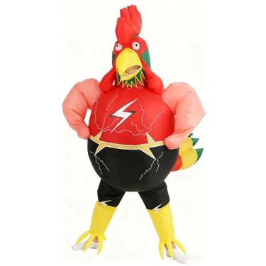 Imagem de HIYAPATY Fantasia inflável de galo para adulto, fantasia de galinha de corpo inteiro, fantasia de Halloween para cosplay