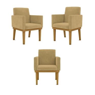 Imagem de Kit 03 Poltronas Base Reforçada - Sala Quarto Escritorio Cor:capuccino