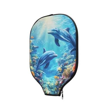 Imagem de Kathyboom Capa para remo de pickleball Ocean Dolphin tamanho universal - capa protetora para raquete - proteja sua raquete de arranhões, batidas e amassados