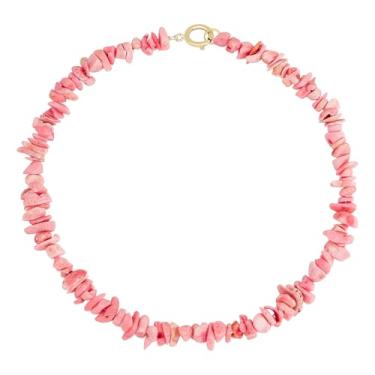 Imagem de KELITCH Colar de pedras coloridas moda feminina requintado colar de contas turquesa estilo boêmio joia à prova d'água joia irregular pedra natural presente, Pedra natural