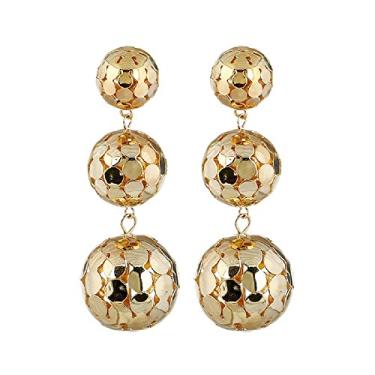 Imagem de Brincos pendentes de bola de discoteca espelhada, prata dos anos 60 e 70 com corrente de gancho legal punk para mulheres e meninas, festa de dança clássica, joias de fantasia de Halloween, Vidro, liga de zinco.