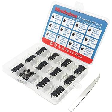 Imagem de minidodoca 12 Valores 80 Pcs Mosfet Transistor Assorted Kit N&P Canal Mosfet Irfz44N Irf510N Irf530N Irf530N Irf540N Irf640N Irf740 Irf840 Rfp30N06Le 2N7000 Irf3205 Irf9540 Nível Lógico P&Nmos Kit