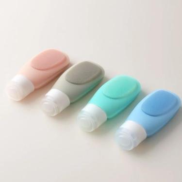 Imagem de Kit com 4 frascos de silicone para viagem reutilizável - bazar do saar