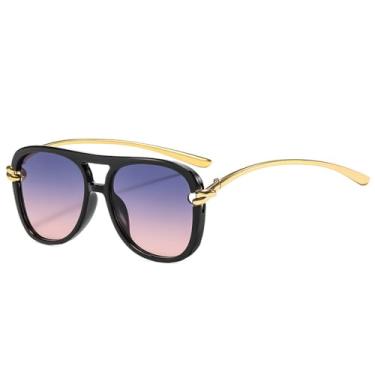 Imagem de Óculos de Sol UV400 - Ponte Dupla, Armação Metálica Degradê, para Homens e Mulheres, Ideais para Esportes, Corrida, Ciclismo e Atividades ao Ar Livre, nas Cores Preto, Azul e Rosa.