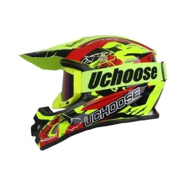 Imagem de Capacete De Motocross Para Corrida Off-Road Certificado DOT Com Óculos