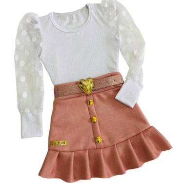 Imagem de Conjunto Infantil Mini Diva Blogueirinha Moda Meninas Luxo, Branco, Ro