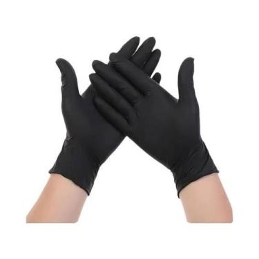 Imagem de Luvas De Nitrilo Pretas Descartáveis Grossas Sem Pó Texturizadas Para 
