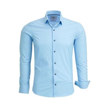 Imagem de Camisa Social Amil Manga Longa Slim Tecido Poliamida Elastano 1879, Az