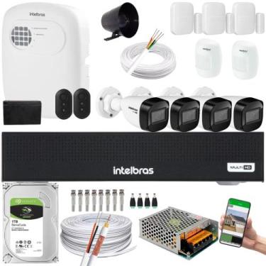 Imagem de Kit 4 Câmeras 1130B Dvr 3004-C Intelbras + kit Alarme+ivp 2000+xas 401