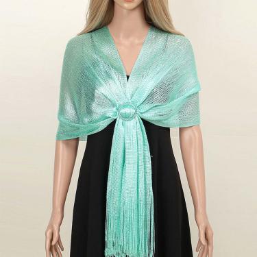 Imagem de Echarpe Lenço Xale Brilhante Estampado Festas Verde