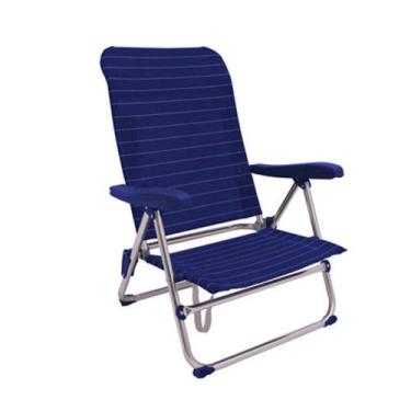 Imagem de Cadeira Benoá Alumínio Reclinável para Praia Camping, Azul listrado