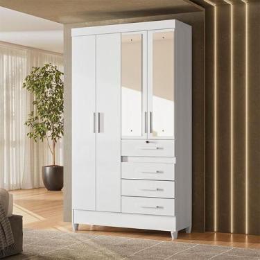 Imagem de Guarda Roupa Infantil Ambiente Sobral 4 Portas Branco Flex com Espelho