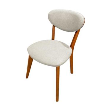 Imagem de Cadeira de Jantar Madeira Maciça Encosto Orgânico e Assento Estofado Ophelia (Linho Cru)