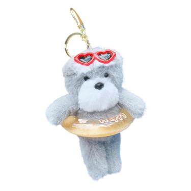 Imagem de Boneca de pelúcia para cachorro com anel de natação, acessórios para chaveiro de boneca para cachorro | Acessórios para bolsas de cachorro de pelúcia - Chaveiros de pelúcia de desenho animado Aniamls