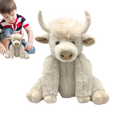 Imagem de Brinquedo de vaca das montanhas, animais de pelúcia de vaca - Boneca de pelúcia de vaca móvel com articulação macia de 10 polegadas - Brinquedo de pelúcia de vaca marrom, gado das terras altas para do