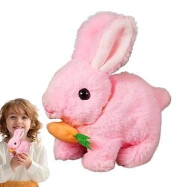 Imagem de Coelho de pelúcia para meninas, brinquedo de coelho realista | Bunny realista da boneca macia da Páscoa | Bonecas fofas Rabbit Electronic Pet, brinquedos educacionais Saltando e agitando orelhas para