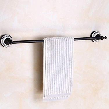 Imagem de CGKs6anmU Toalheiro montado na parede barra de toalha única de cobre para banheiro cozinha foyer preto 55 cm