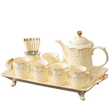 Imagem de Lss9azznmm Conjunto de Chá Uso Doméstico Europeu Porcelana Chá Café Xícara de Chá Bule de Chá Conjunto de Presente 14 Colheres de Chá de Serviço Adequado para Presentes de Casamento Conjunto de
