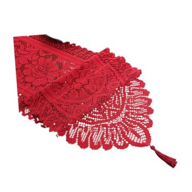Imagem de ＫＬＫＣＭＳ Caminho de mesa de crochê com renda, toalha de mesa retangular versátil e elegante para jantar, festas de fim de ano, chá de panela e ocasiões
